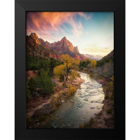 Zion National Park Black Modern Wood Framed Art Print by Zheng, Michael