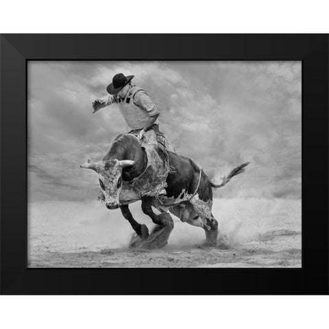 Ram Rodeo Black Modern Wood Framed Art Print by Wang, Yun