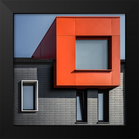 Orange Hideout Black Modern Wood Framed Art Print by Vangindertael, Luc