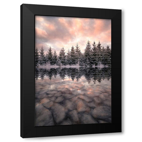Melting Black Modern Wood Framed Art Print by Lindsten, Christian