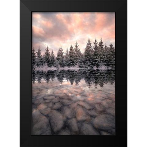 Melting Black Modern Wood Framed Art Print by Lindsten, Christian