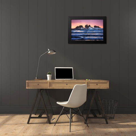 Bandon Beach Layers Black Modern Wood Framed Art Print by Gastager, Daniel