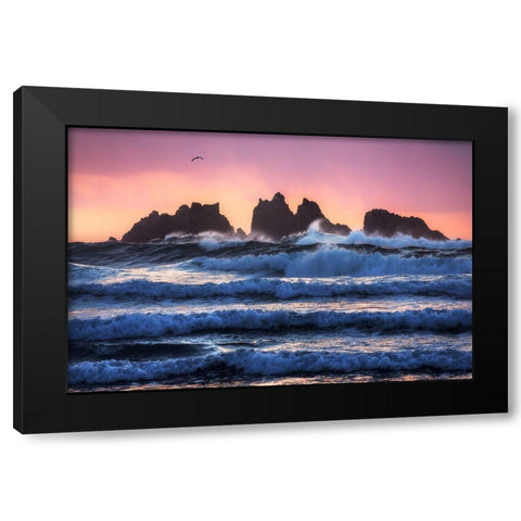 Bandon Beach Layers Black Modern Wood Framed Art Print by Gastager, Daniel