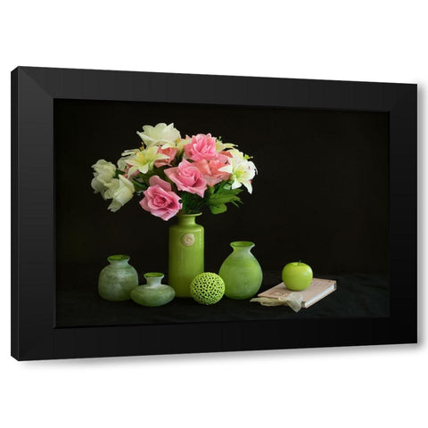 Roses And Apple Black Modern Wood Framed Art Print with Double Matting by Hammer, Jacqueline