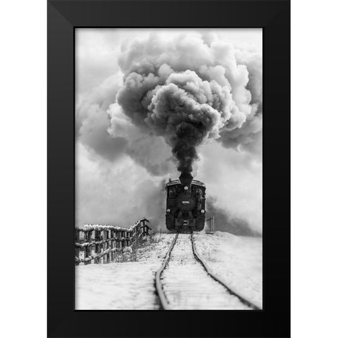 Old Train Black Modern Wood Framed Art Print by Dorin Lucian, Sveduneac