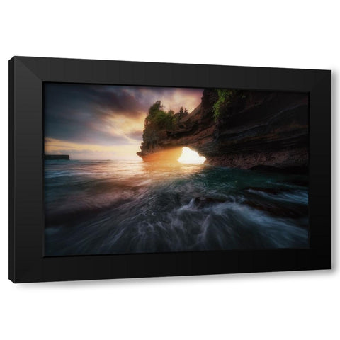 Pura Batu Bolong 2. Black Modern Wood Framed Art Print by Pablo de, Juan