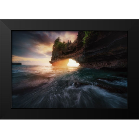 Pura Batu Bolong 2. Black Modern Wood Framed Art Print by Pablo de, Juan