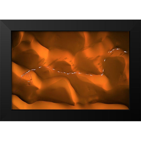 The Path Of Camels Across The Sands Black Modern Wood Framed Art Print by Alnassar, Abdullah
