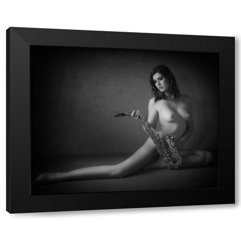 Saxy Black Modern Wood Framed Art Print by RP Photography