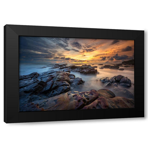 Rainbow Rocks Black Modern Wood Framed Art Print by Song, Gunarto