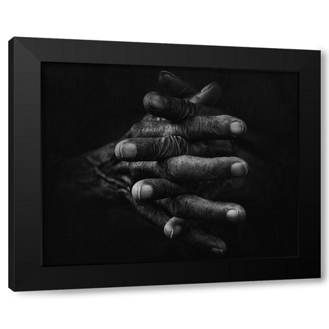 Hand And Memories Black Modern Wood Framed Art Print with Double Matting by Act, Djeff