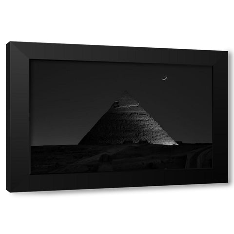 Pyramid At Night Black Modern Wood Framed Art Print by Chen, Vincent