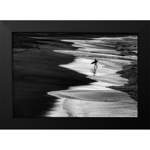 Lonely Surfer 2 Black Modern Wood Framed Art Print by Domont, Jois