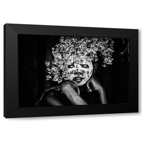 Suri Boy Black Modern Wood Framed Art Print with Double Matting by Vidak, Vedran