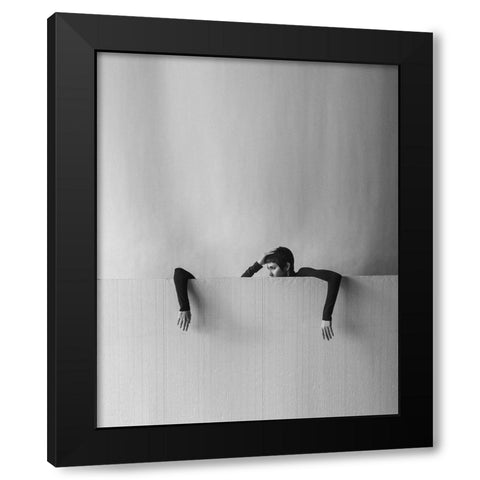 Mind Hands Movement Black Modern Wood Framed Art Print by Hardibudi