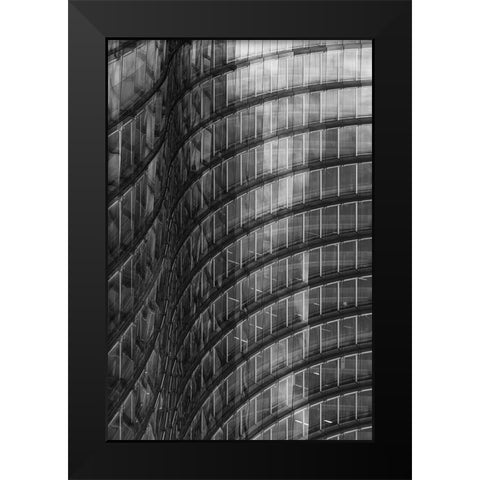 Sloping Lines Black Modern Wood Framed Art Print by Van Son, Greetje