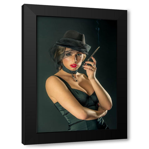 Masha Black Modern Wood Framed Art Print with Double Matting by Kokinskiy, Sergey