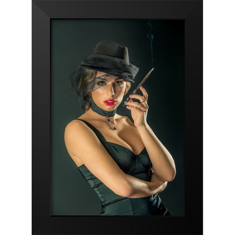 Masha Black Modern Wood Framed Art Print by Kokinskiy, Sergey