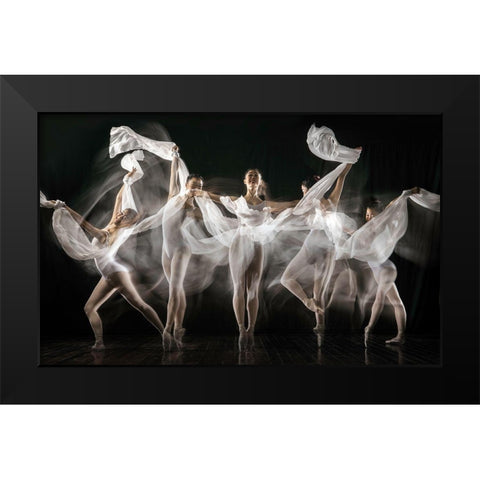 Ballerina Story Black Modern Wood Framed Art Print by Suherman, Martha