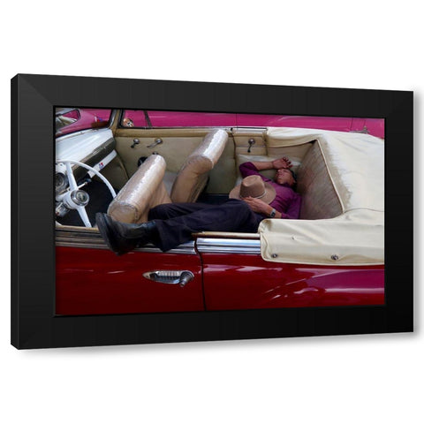 Cuba Impression No.4 Black Modern Wood Framed Art Print with Double Matting by Wu, Yawen