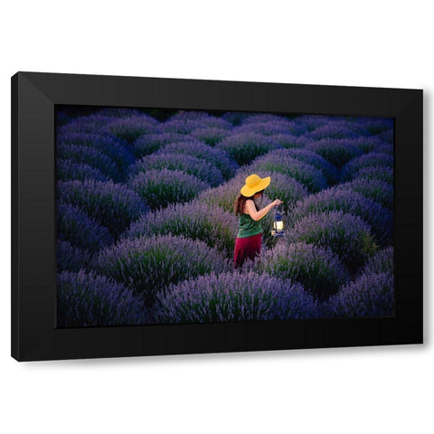 Lavender Black Modern Wood Framed Art Print by Ayden, Cem