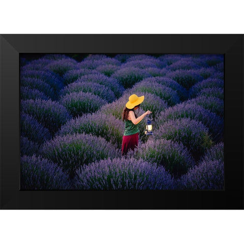 Lavender Black Modern Wood Framed Art Print by Ayden, Cem
