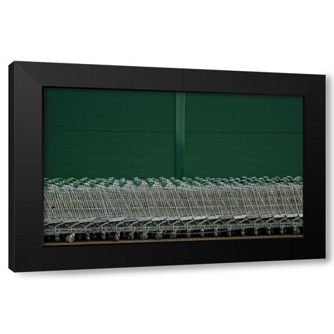 Shopping Trolleys Black Modern Wood Framed Art Print with Double Matting by Schuster, Inge