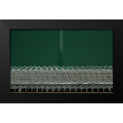 Shopping Trolleys Black Modern Wood Framed Art Print by Schuster, Inge