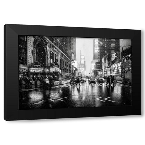 Times Square Black Modern Wood Framed Art Print by Ruiz Dueso, Jorge