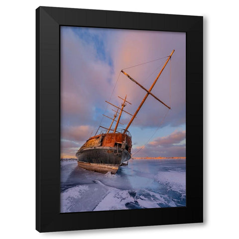 Frozen Black Modern Wood Framed Art Print by Huang, Richard