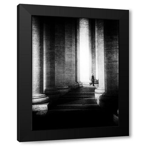 Colonne Black Modern Wood Framed Art Print with Double Matting by Della Latta, Massimo