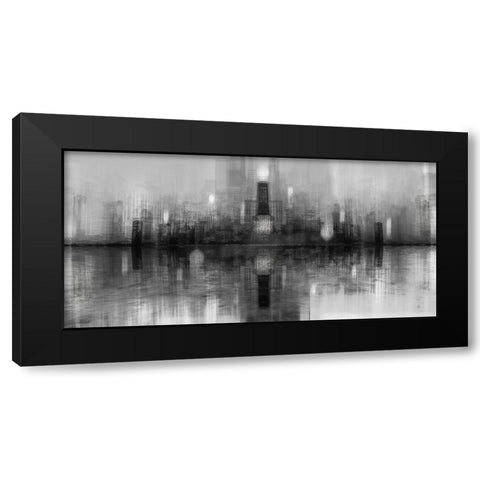 Chicago Skyline Black Modern Wood Framed Art Print with Double Matting by Chiriaco, Carmine