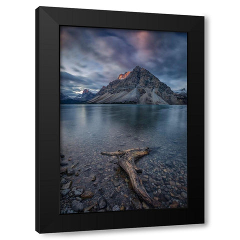 A Cloudy Day In Bow Lake Black Modern Wood Framed Art Print with Double Matting by Zheng, Michael
