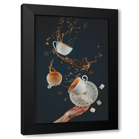 Coffee Mess Black Modern Wood Framed Art Print by Belenko, Dina