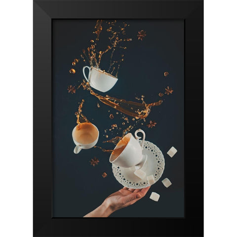 Coffee Mess Black Modern Wood Framed Art Print by Belenko, Dina