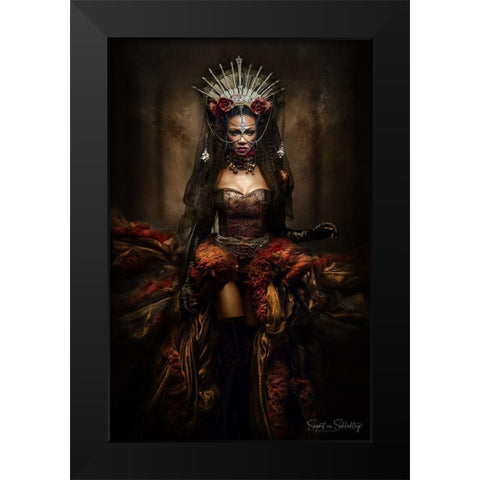 Lady Of The Night Black Modern Wood Framed Art Print by Siegart