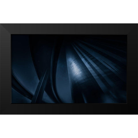 Psychedelic Black Modern Wood Framed Art Print by Baidongyun