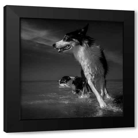 Taking A Turn At The Sea Black Modern Wood Framed Art Print with Double Matting by Ruudpeters