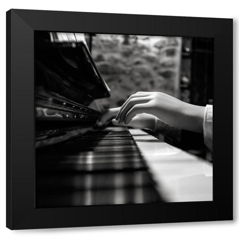 More Music Please Black Modern Wood Framed Art Print with Double Matting by Antonio Cobo, Marco