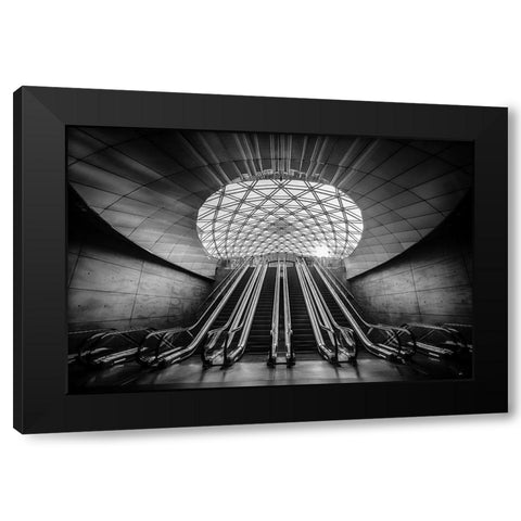 Triangeln Black Modern Wood Framed Art Print with Double Matting by Buder, Stefan