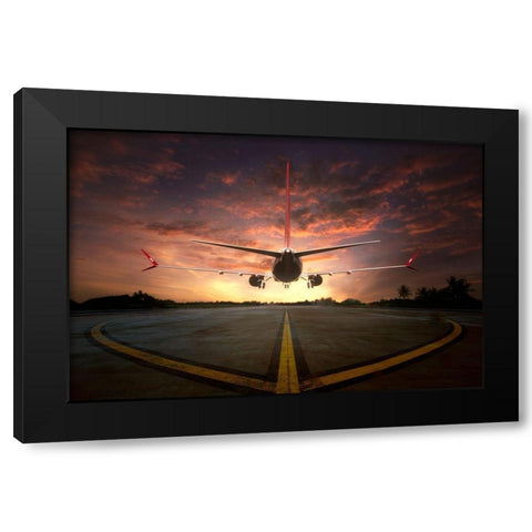 Chasing The Sunset Black Modern Wood Framed Art Print by Rahayu, Ganjar