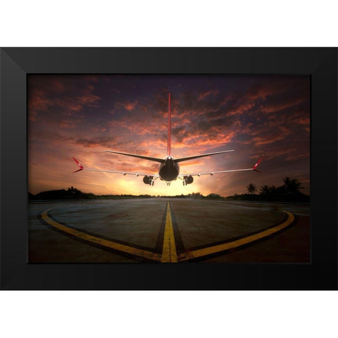 Chasing The Sunset Black Modern Wood Framed Art Print by Rahayu, Ganjar