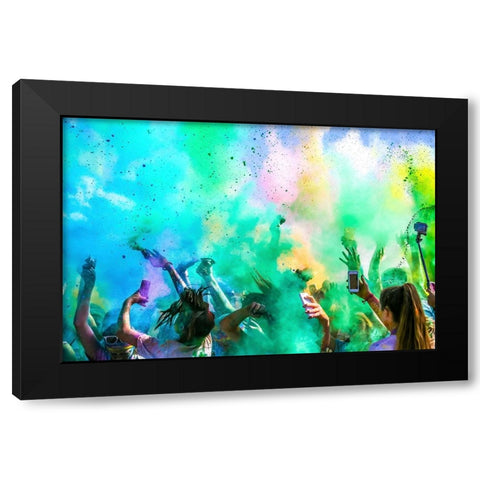 Color Run Black Modern Wood Framed Art Print by Kim, Eunice