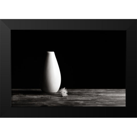 Flower And Vase Black Modern Wood Framed Art Print by Ljubicic, Dusan