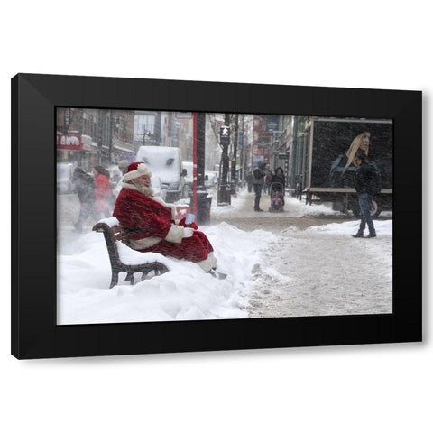 Santa Claus Black Modern Wood Framed Art Print by Tjandra, C.S.