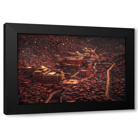 The Buddha Domain Black Modern Wood Framed Art Print by Tianqi