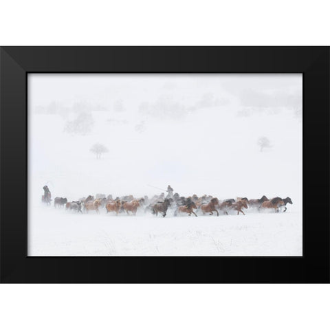 Winter Pastures Black Modern Wood Framed Art Print by Xu, Tony