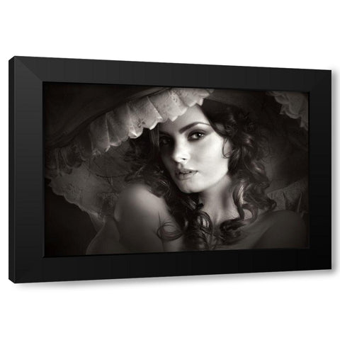 Sanziana Black Modern Wood Framed Art Print by Lia, Adela