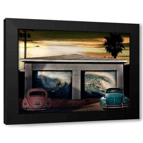 Beetles Black Modern Wood Framed Art Print with Double Matting by Butterworth, Larry