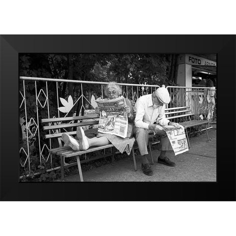 Philemon And Baucis (From The Series Qboy Meets Girlq) Black Modern Wood Framed Art Print by Matthes, Dieter